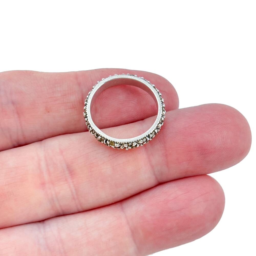 Vintage Sterling Silver 925 Marcasite Band Ring Size 7.5